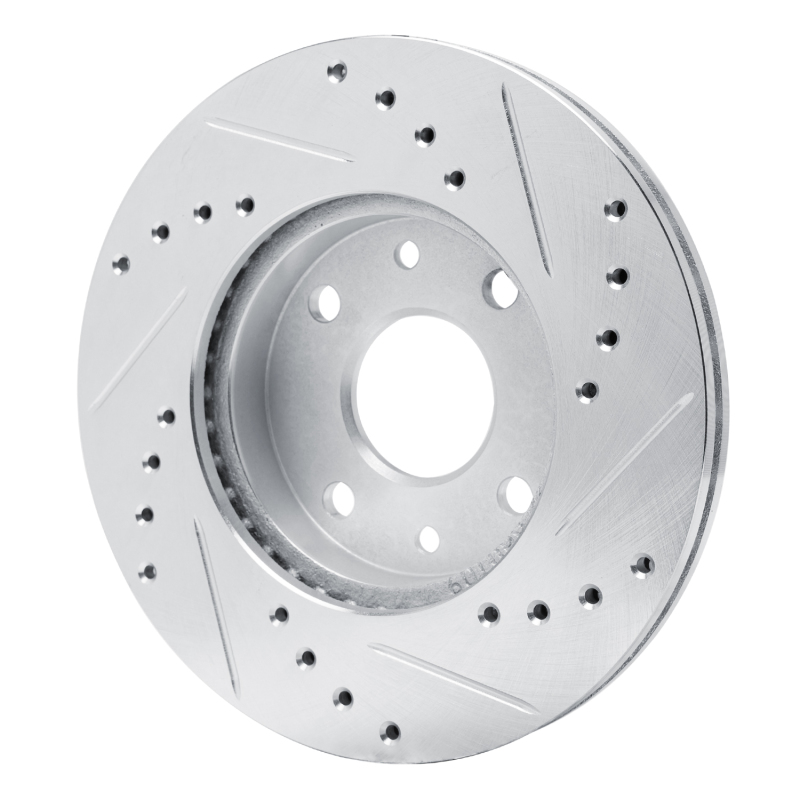 Kia SPECTRA Brake Rotor (1) - Front Left - R1 Concepts - Drilled & Slotted - Silver - `94-`00
